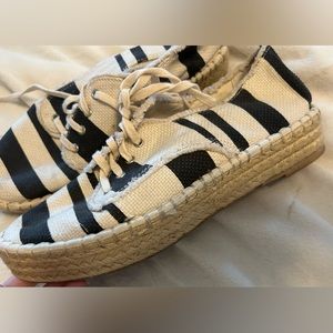 Black striped espadrille